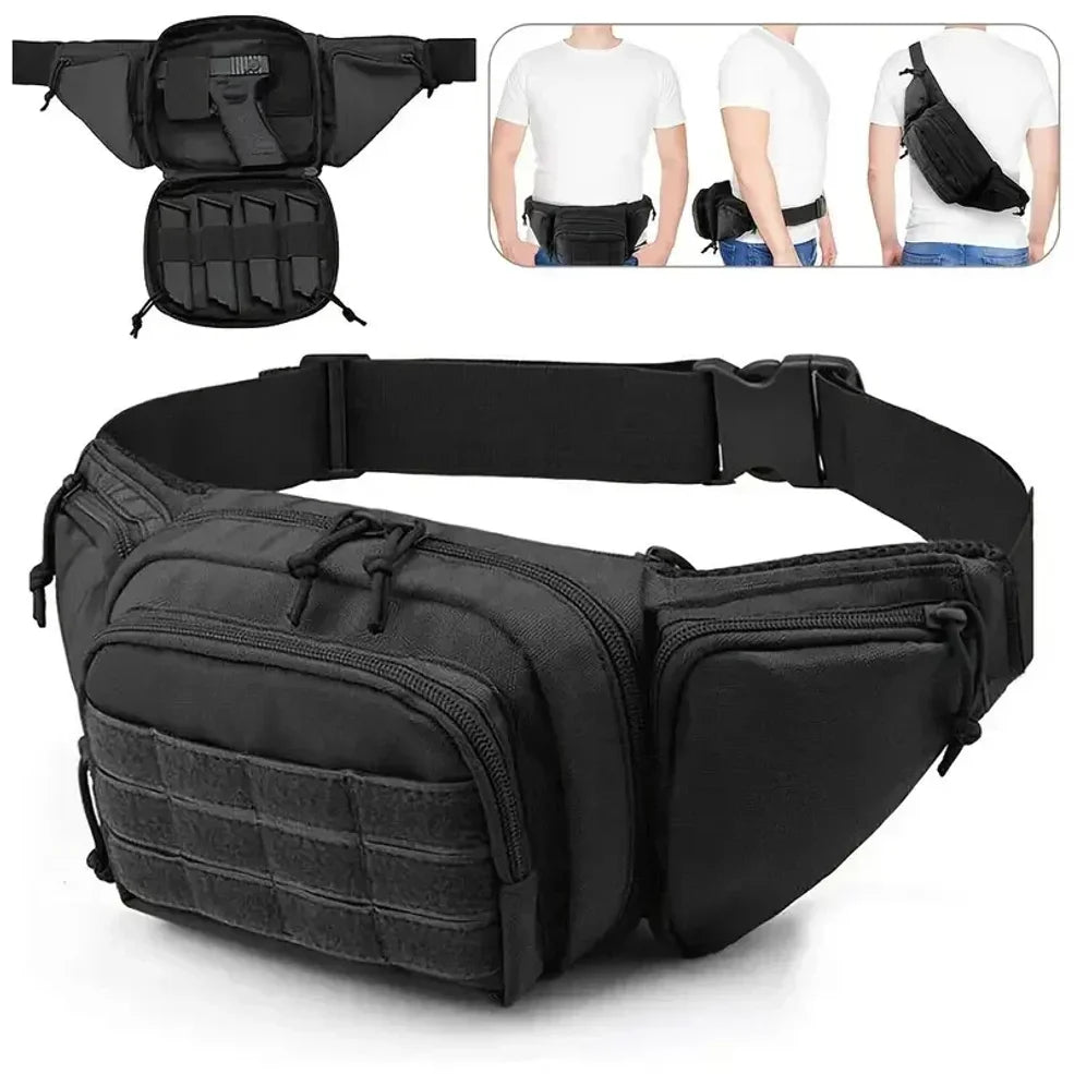 Classic Tactical Concealed Carry Fanny Pack – Durable Oxford Fabric Waist Bag with Gun Holster & Magazine Pouch, Zipper Closure
