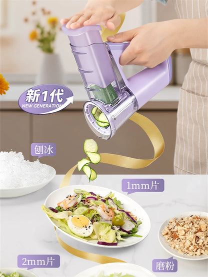 LMETJMA Electric Cheese Grater & Salad Maker – 40W Portable Rotary Slicer Shredder with 4 Blade Attachments (JT363)