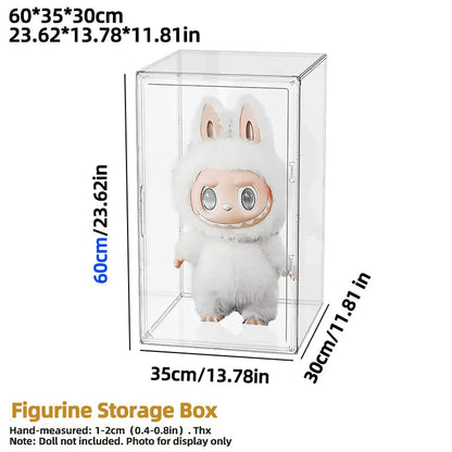 Large Clear Stackable Storage Box 60x35x30cm – Magnetic Door Organizer for Helmets, Collectibles, Books, Shoes, Home Display