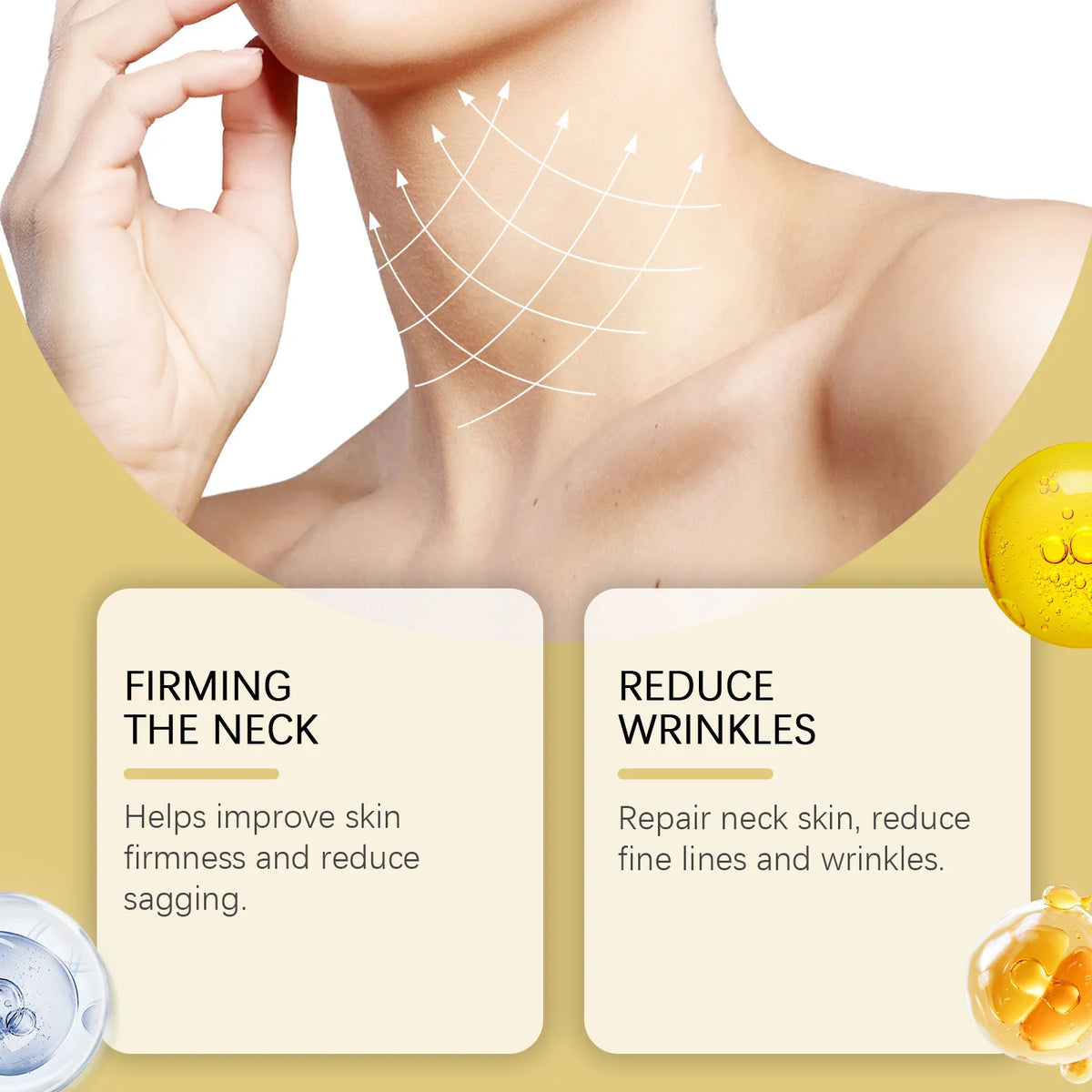 AH-8 Firming Neck Cream - Hexapeptide and Hyaluronic Acid Moisturizer for Hydrated, Smoother-Looking Skin