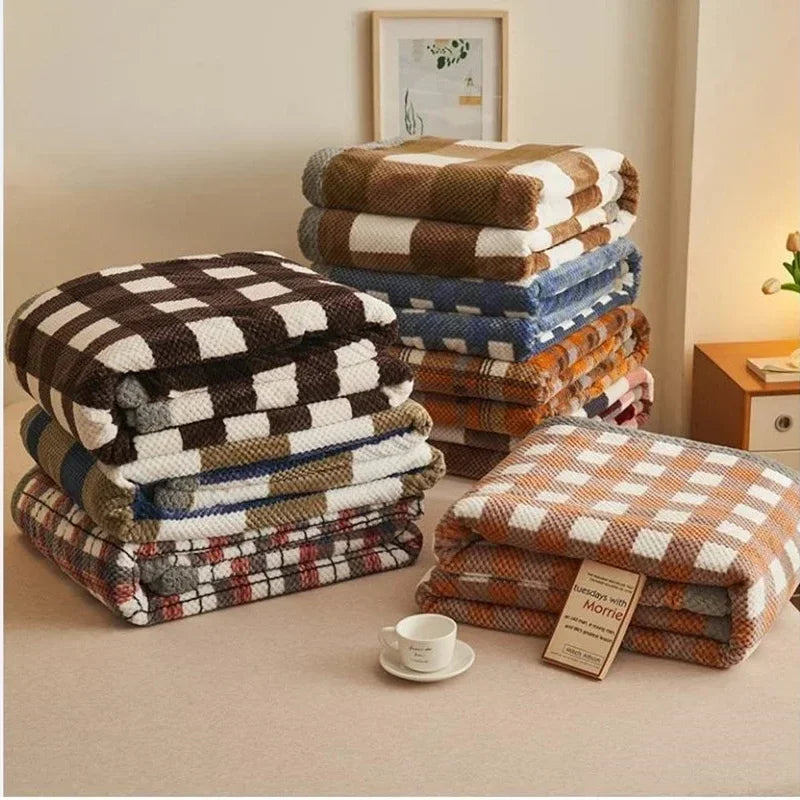 Soft Chenille Knit Throw Blanket - Machine-Washable Crochet Blanket for Couch & Bed