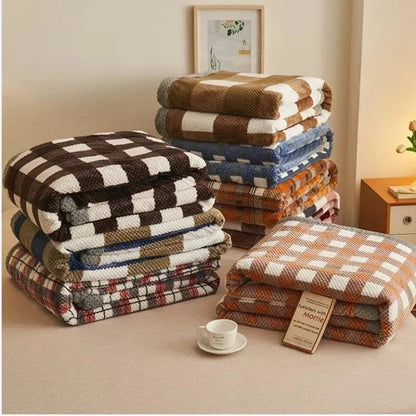 Soft Chenille Knit Throw Blanket - Machine-Washable Crochet Blanket for Couch & Bed