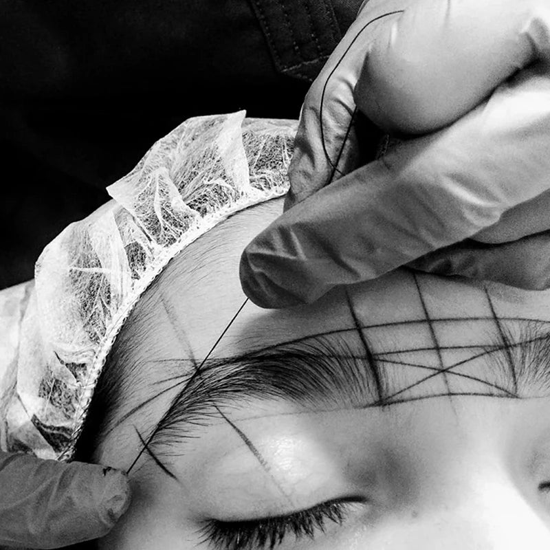 10M Pre-Inked Microblading Mapping String — Eyebrow Brow Marker Thread (White/Black/Pink) for Permanent Makeup