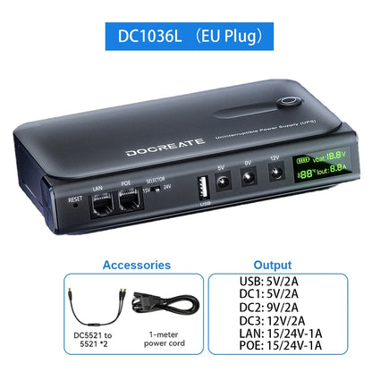 4×18650 DC UPS Backup Power Supply - 5V/9V/12V Router & Device Battery Backup