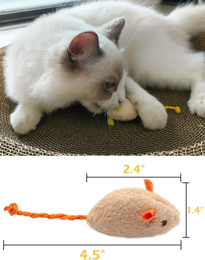 Catnip Rattle Mouse Toys – 3/200pcs Faux Fur Cat Mice Interactive Indoor Cat Play Set