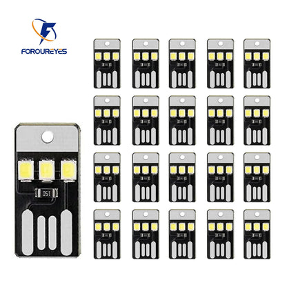 20-Pack Mini USB Book Lights - 2835 SMD LED Reading Lamps for Power Banks, Computers & Laptops