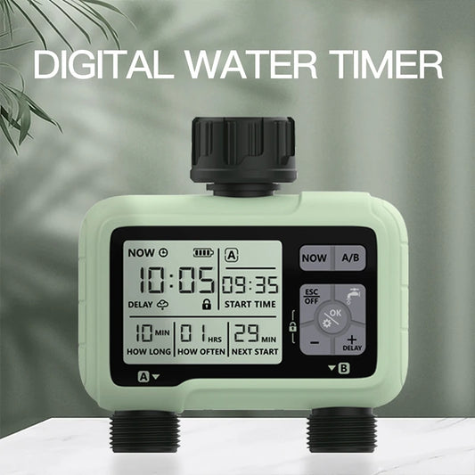 Super Timing System 2-Outlet Water Timer - Precise Outdoor Automatic Irrigation, Fully Adjustable Watering Program