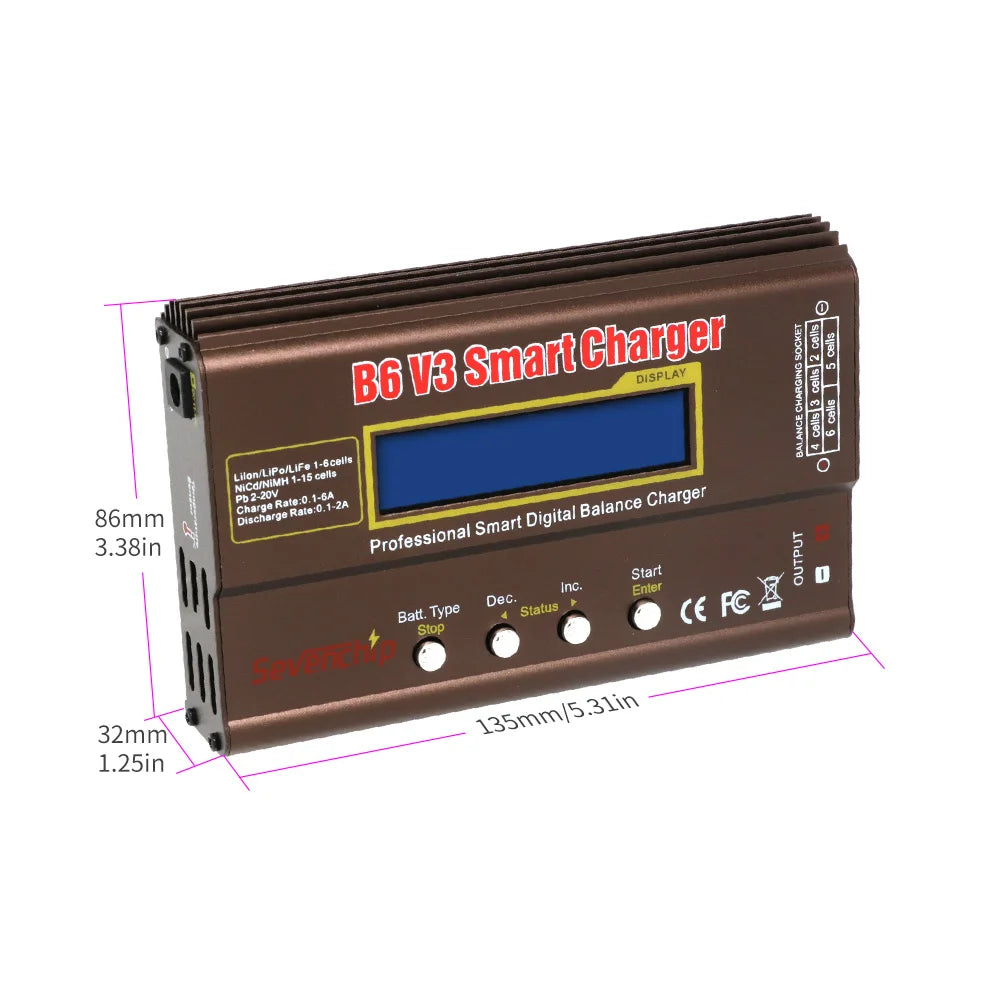 iMAX B6 V3 80W 6A Battery Charger – LiHv, Lipo, NiMh, Li-ion, Ni-Cd Digital RC Charger with 12V 5A Adapter