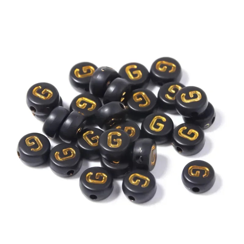 A-Z Alphabet Beads Set - 100-500pcs Black Gold Acrylic Letter Beads for DIY Jewelry Making Charm Bracelets Accessories