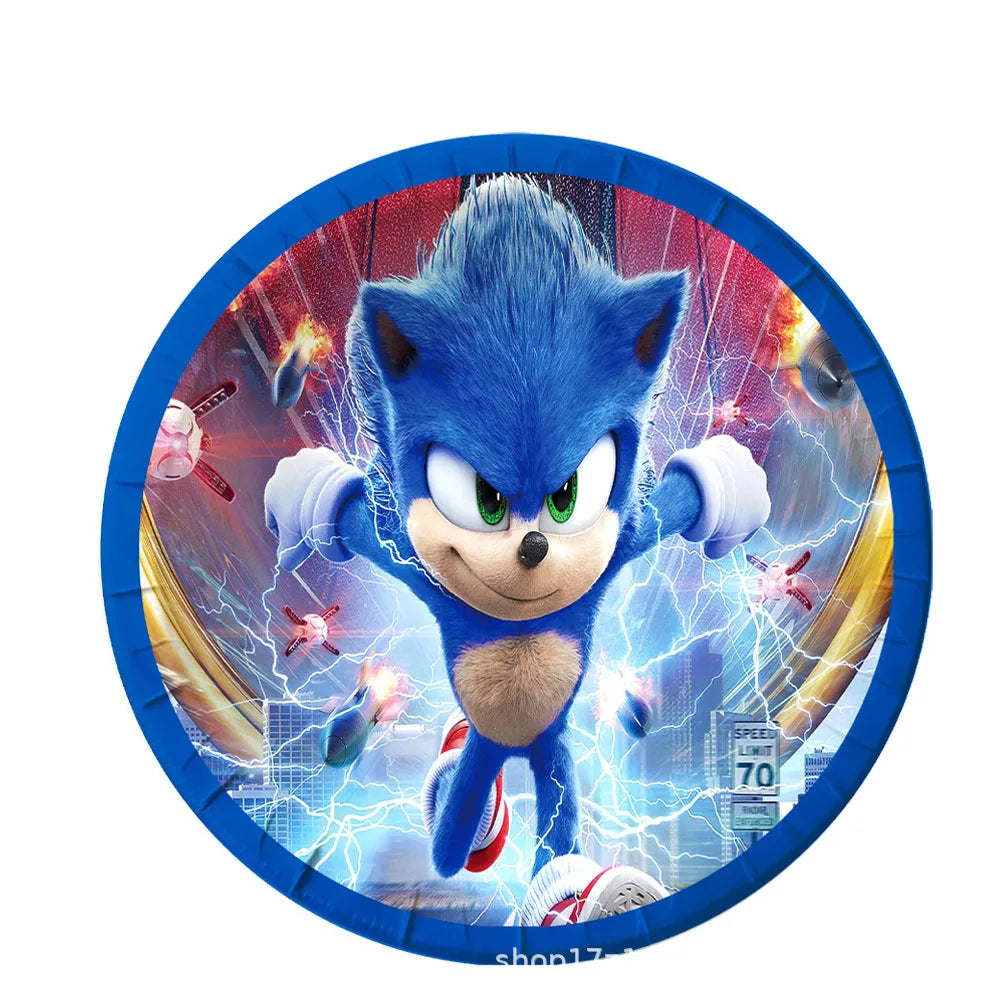 Sonic Birthday Party Decoration Set – Hedgehog Theme Tableware & Supplies with Plates, Cups, Napkins, Tablecloth & Party Accessories for Kids Party Gifts