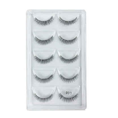 5 Pairs Manga Style Cosplay False Eyelashes – Soft Natural Short Mink Strip Lashes with Clear Band