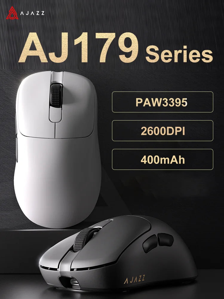 AJAZZ AJ179 PRO PAW3395 Gaming Mouse — Lightweight Wired & Wireless with Magnetic Charging Base, Ergonomic Macro Mouse for PC & Laptop