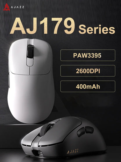 AJAZZ AJ179 PRO PAW3395 Gaming Mouse — Lightweight Wired & Wireless with Magnetic Charging Base, Ergonomic Macro Mouse for PC & Laptop