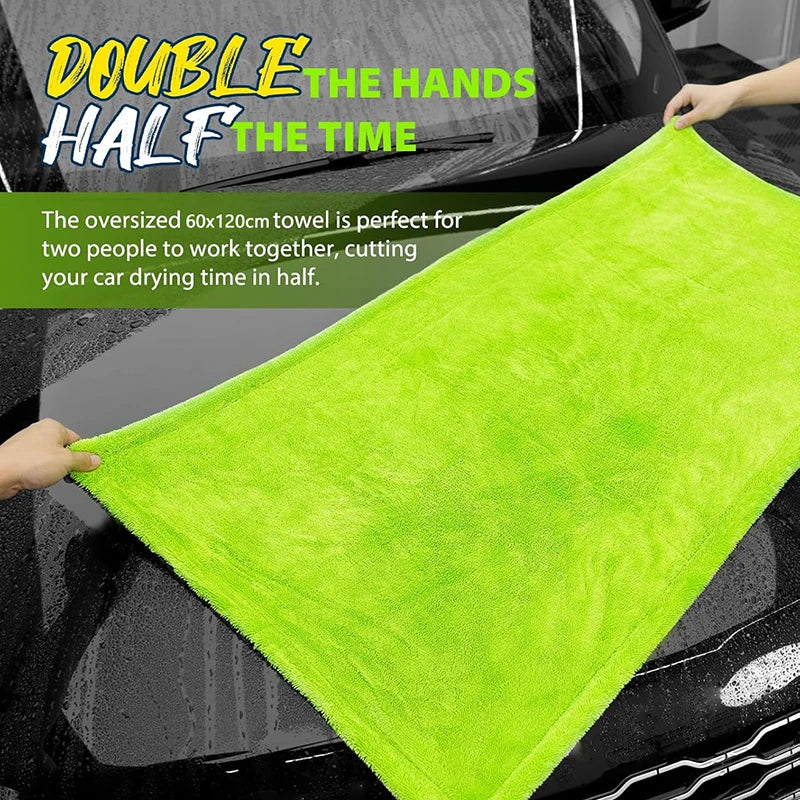 1400GSM Heavy Duty Car Drying Towel — 60x120cm Oversized Double-Sided Super Absorbent Scratch-Free Cleaning Cloth