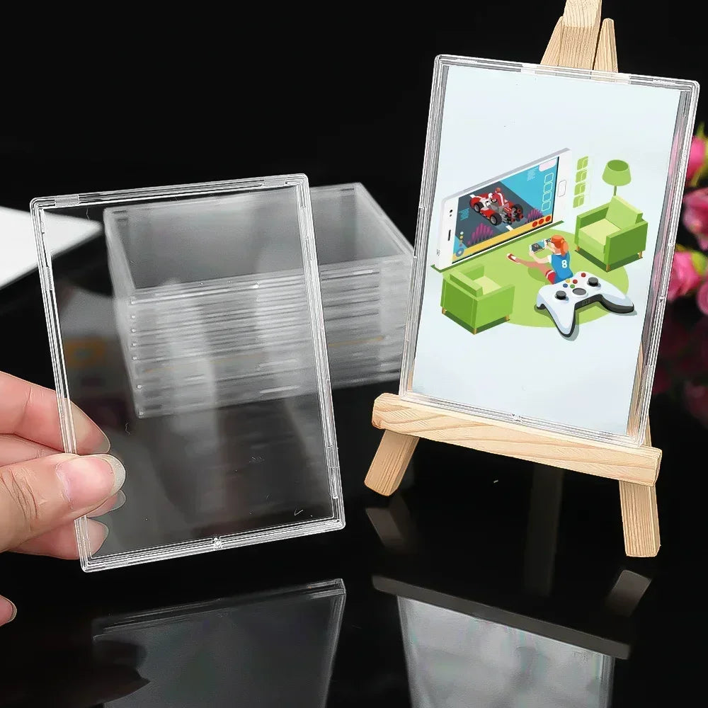 Clear Acrylic Snap Card Holder Case – Protective Trading Card Display Sleeve for Gaming, Sports & K-Pop Idol Photo Storage (Non-Magnetic)