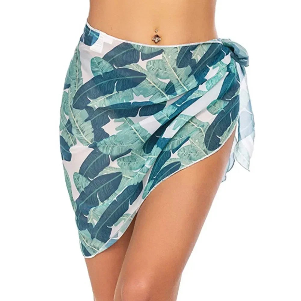 Women's Summer Sheer Sarong Cover-Up - Solid Chiffon Bikini Wrap Beach Skirt