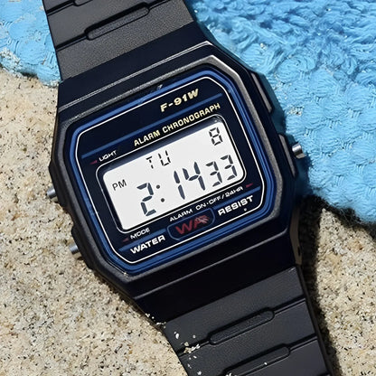 F91W Digital Sports Watch for Men and Women - Waterproof LED Electronic Military-Style Wristwatch