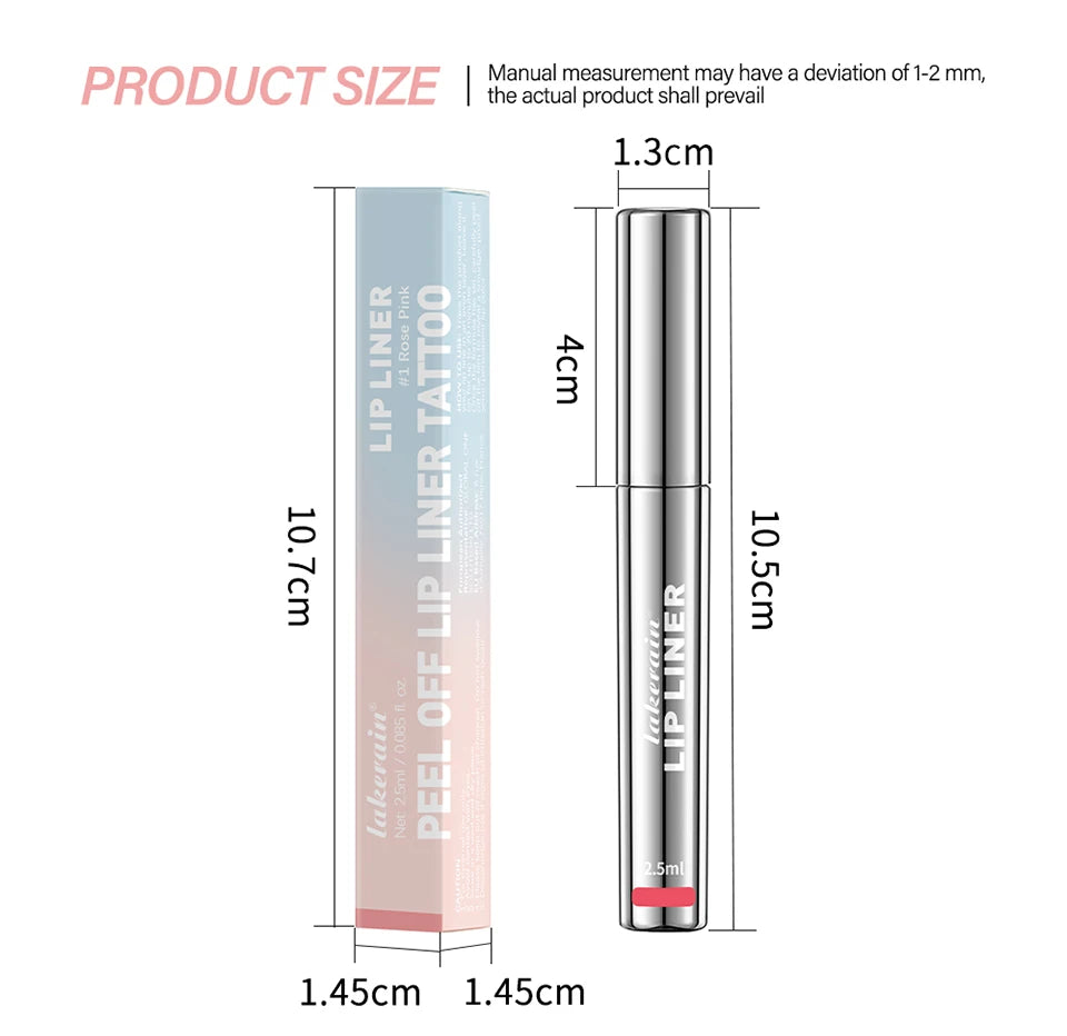 Waterproof Peel-Off Lip Liner & Tattoo Lip Gloss – Long-Lasting Matte Lip Tint & Brown Contour Lip Stain
