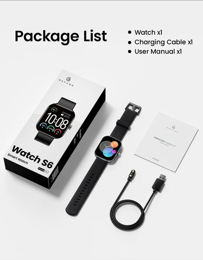 HAYLOU Watch S6 Smartwatch — 2.01" HD Display, Bluetooth Voice Calls, IP68 Waterproof Fitness Tracker