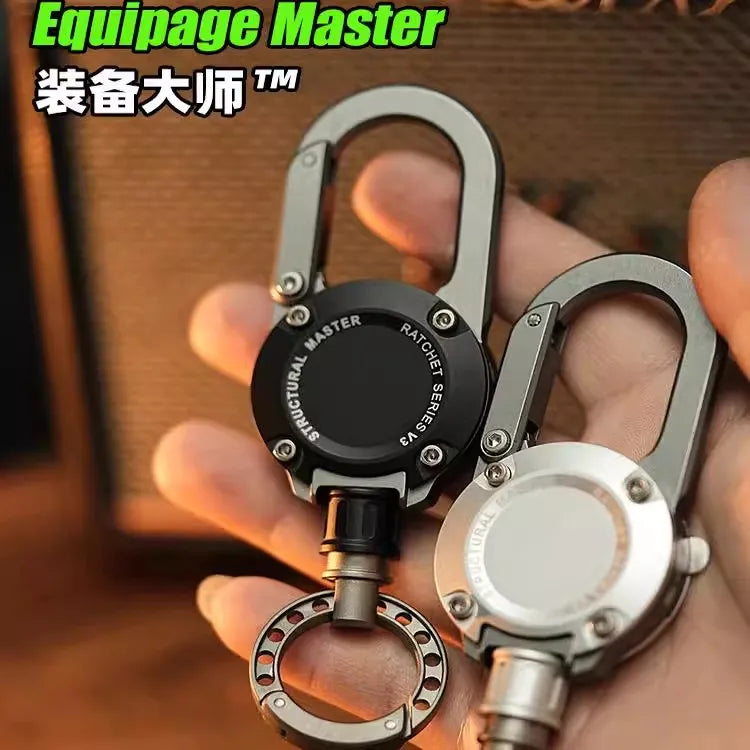 Titanium Alloy & Aluminum Carabiner Keychain — Retractable Anti-Lost Mountaineering Buckle for Men, Car Key Gift