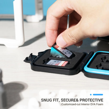 JJC SD & Micro SD Card Holder – Waterproof, Shockproof Hard Case with EVA Foam Pad for Memory Card Storage