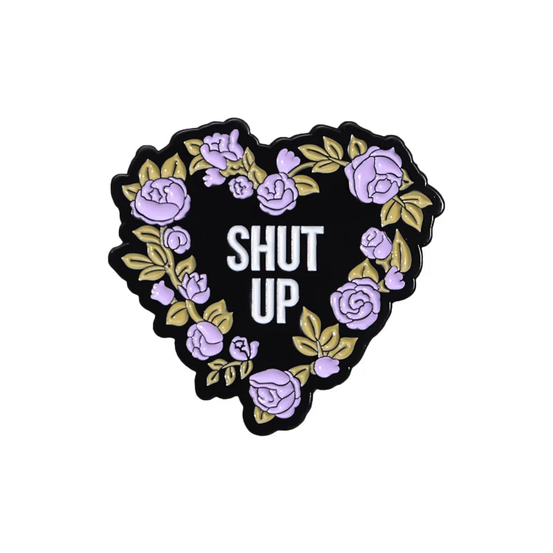 Pink Heart Brain Ghost Enamel Brooch – Gothic Retro Radio & TV Badge, Funny Punk Lapel Pin Jewelry Gift