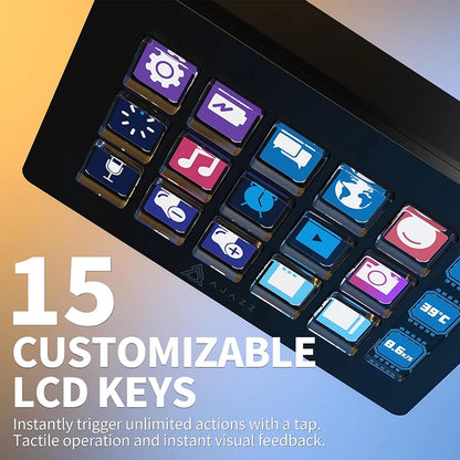 AJAZZ AKP153E 15-Key Programmable Macro Keyboard – Multifunction Desktop Control Panel Mini Console for Custom Shortcuts