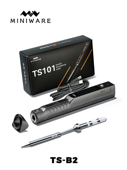 TS101 65W Mini Soldering Iron - Portable Adjustable Temperature LCD with Tip Set Upgrade