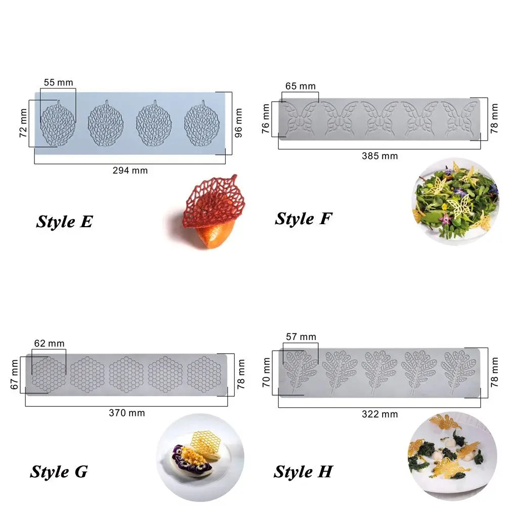 3D Cake Lace Silicone Mold — Leaves, Honeycomb & Butterfly Fondant Chocolate Stencil for Cake Decorating