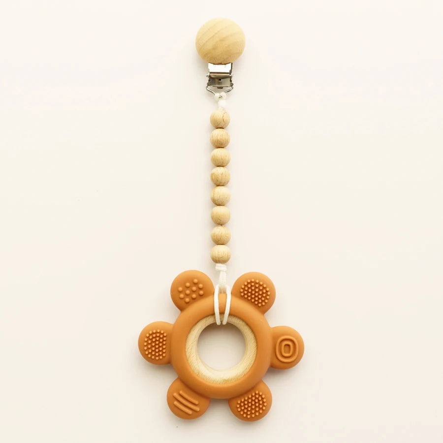 Baby Silicone Teether Necklace - Rudder Shape BPA Free Sensory Chewing Toy for Infant Teething Relief