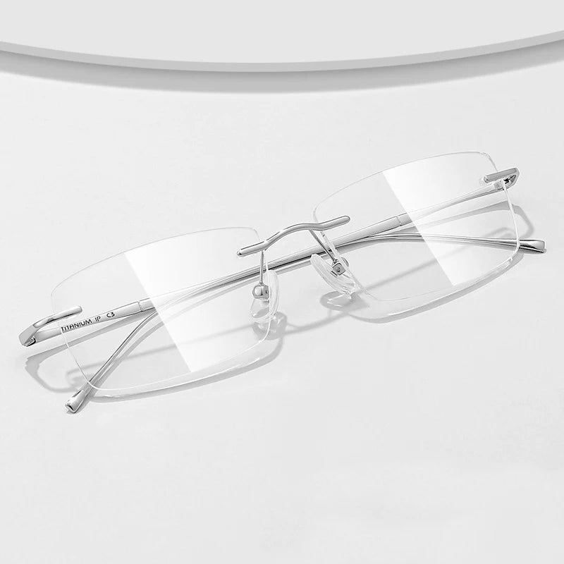 Ultra-Light Pure Titanium Rimless Glasses Frame – Anti-Blue Light Optical Frames for Men, Custom Prescription Eyeglasses