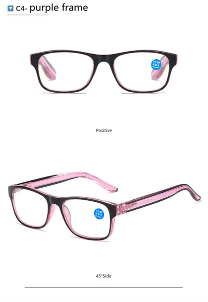 Anti Blue Light Reading Glasses – Fashion Clear Square Computer Eyewear with Spring Legs Frame for Women & Men