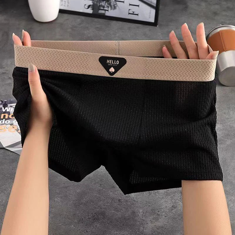 Men’s Ice Silk Boxer Shorts - Breathable Plus Size Underwear with Comfortable Fit