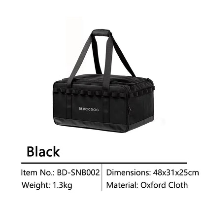 BLACKDOG Camping Equipment Storage Bag - Waterproof 300D Oxford Cloth Travel Organizer with Adjustable Partitions