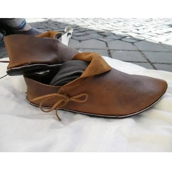 Men’s Medieval Viking PU Leather Boots - Victorian Renaissance Ankle Shoes for Cosplay & Halloween