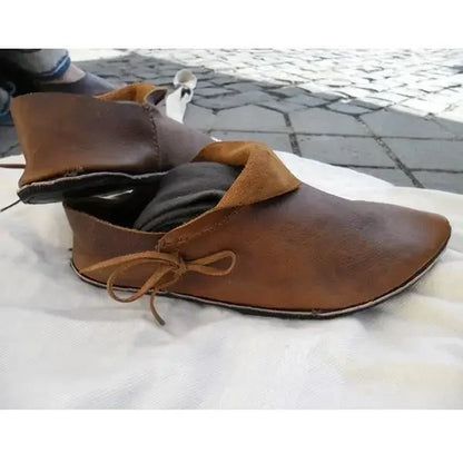 Men’s Medieval Viking PU Leather Boots - Victorian Renaissance Ankle Shoes for Cosplay & Halloween