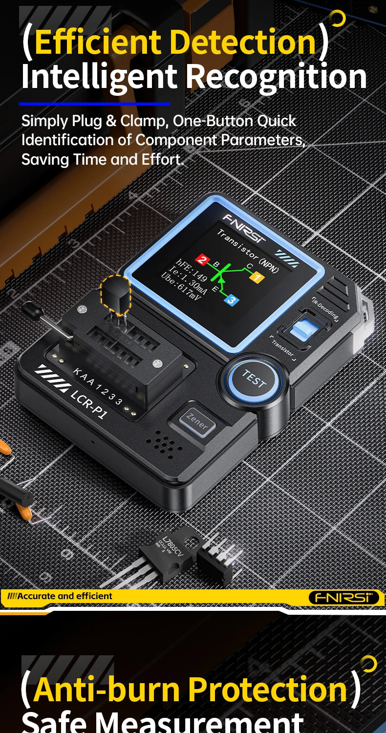 FNIRSI LCR-P1 Multifunctional Transistor Tester & LCR ESR Multimeter for Diodes, Capacitance, Resistance