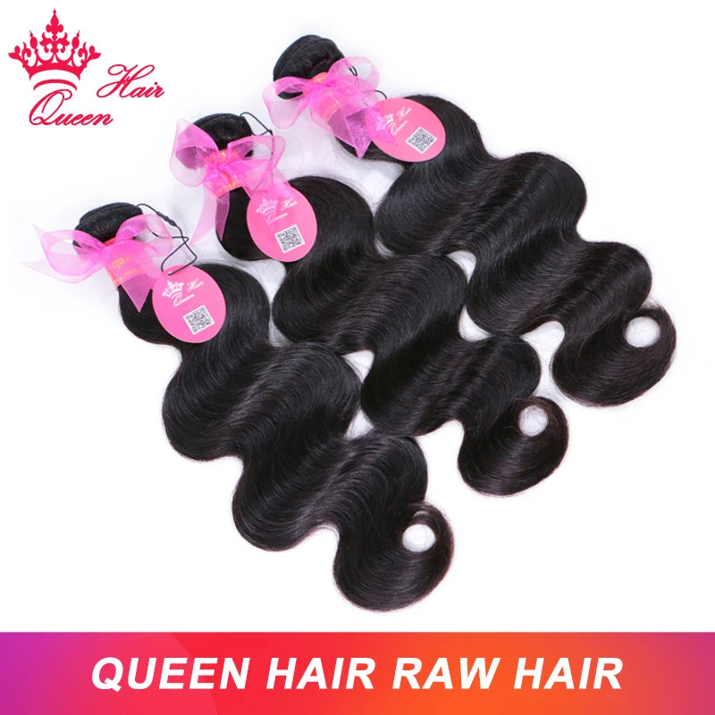 Queen Body Wave Raw Human Hair Bundles - Unprocessed 100% Natural Hair Extensions Weave 1-4pcs
