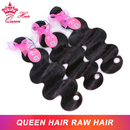 Queen Body Wave Raw Human Hair Bundles - Unprocessed 100% Natural Hair Extensions Weave 1-4pcs