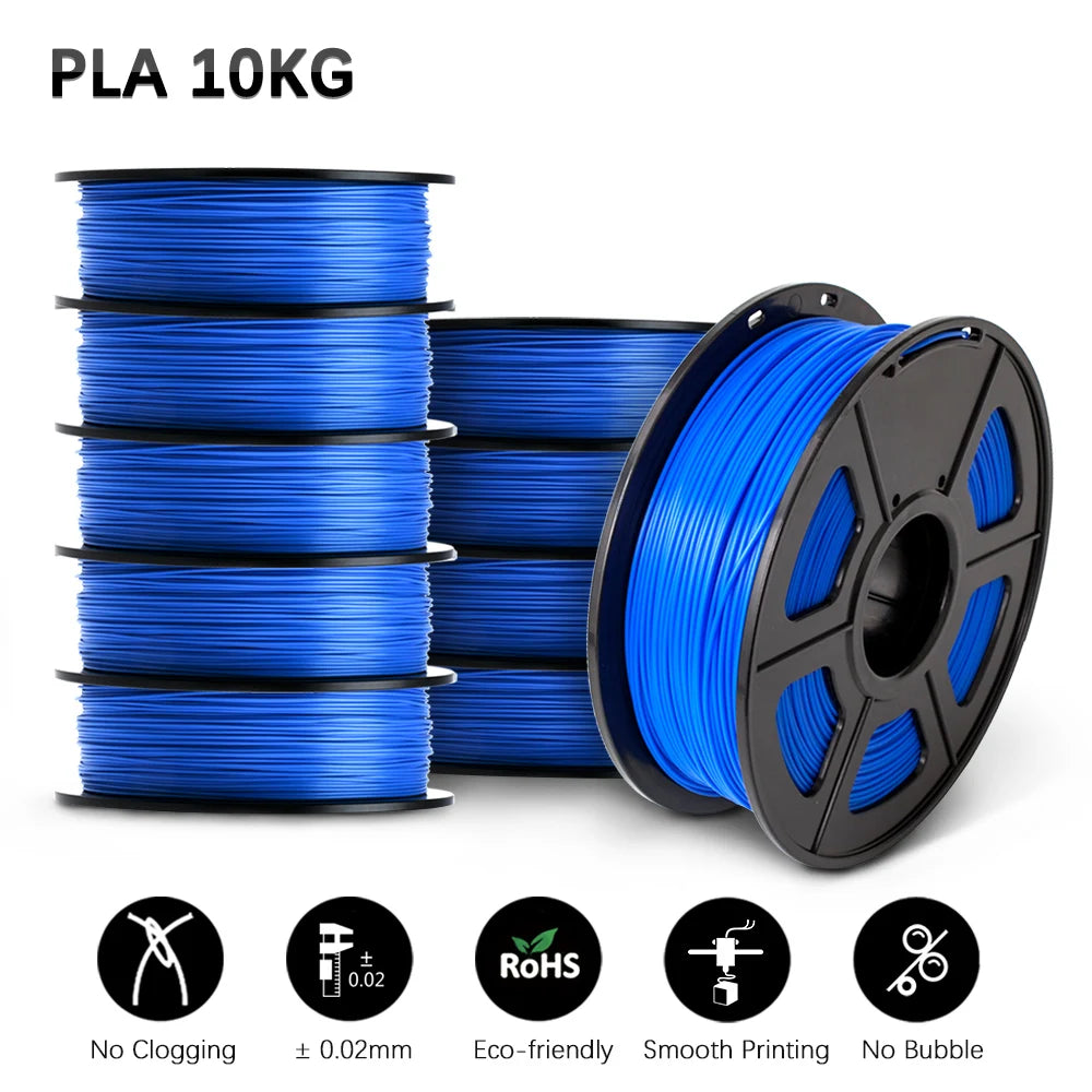 SUNLU 10KG 3D Printer Filament Set – 1.75mm PLA, PETG, PLA+ & Clear, 10 Rolls x 1KG Neatly Wound for 3D Printers & 3D Pens