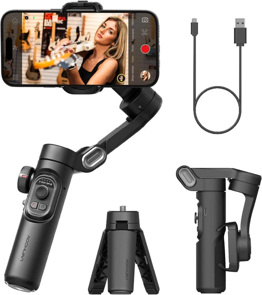 AOCHUAN 3-Axis Handheld Gimbal Stabilizer – SmartXE for iPhone & Android, AI Face Tracking for TikTok & Vlog Videos