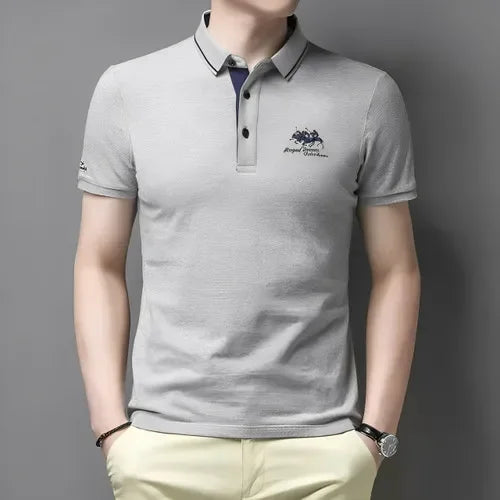 Custom Men's Embroidered Polo Shirt - Short Sleeve Casual Summer Fashion Top