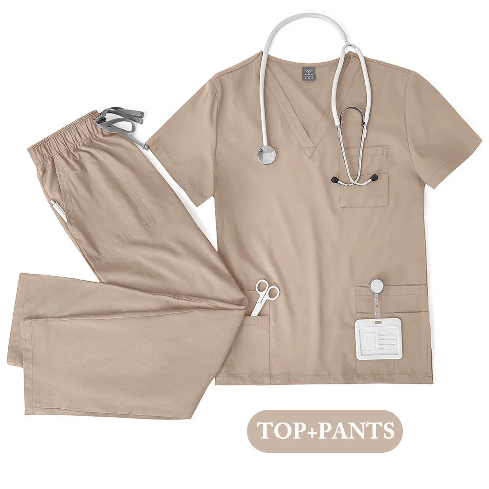 Unisex Medical Scrub Set - Nursing, Dental, Lab & Clinical Workwear Top and Pants