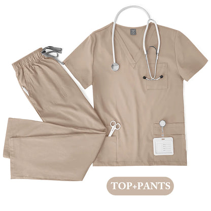 Unisex Medical Scrub Set - Nursing, Dental, Lab & Clinical Workwear Top and Pants