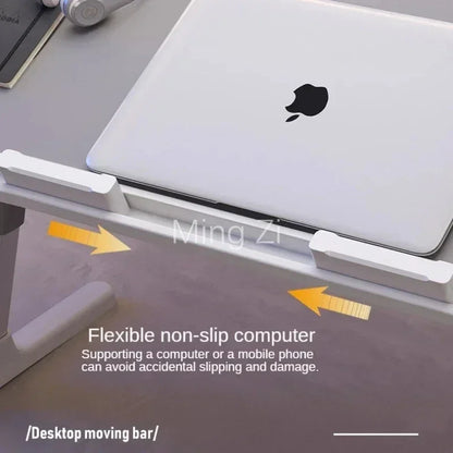 Foldable Lift Laptop Desk for Bed: Adjustable Stand Lap Table with Radiator, Drawer - Ideal for Working, Gaming, Breakfast Tray - Portable and Convenient!
