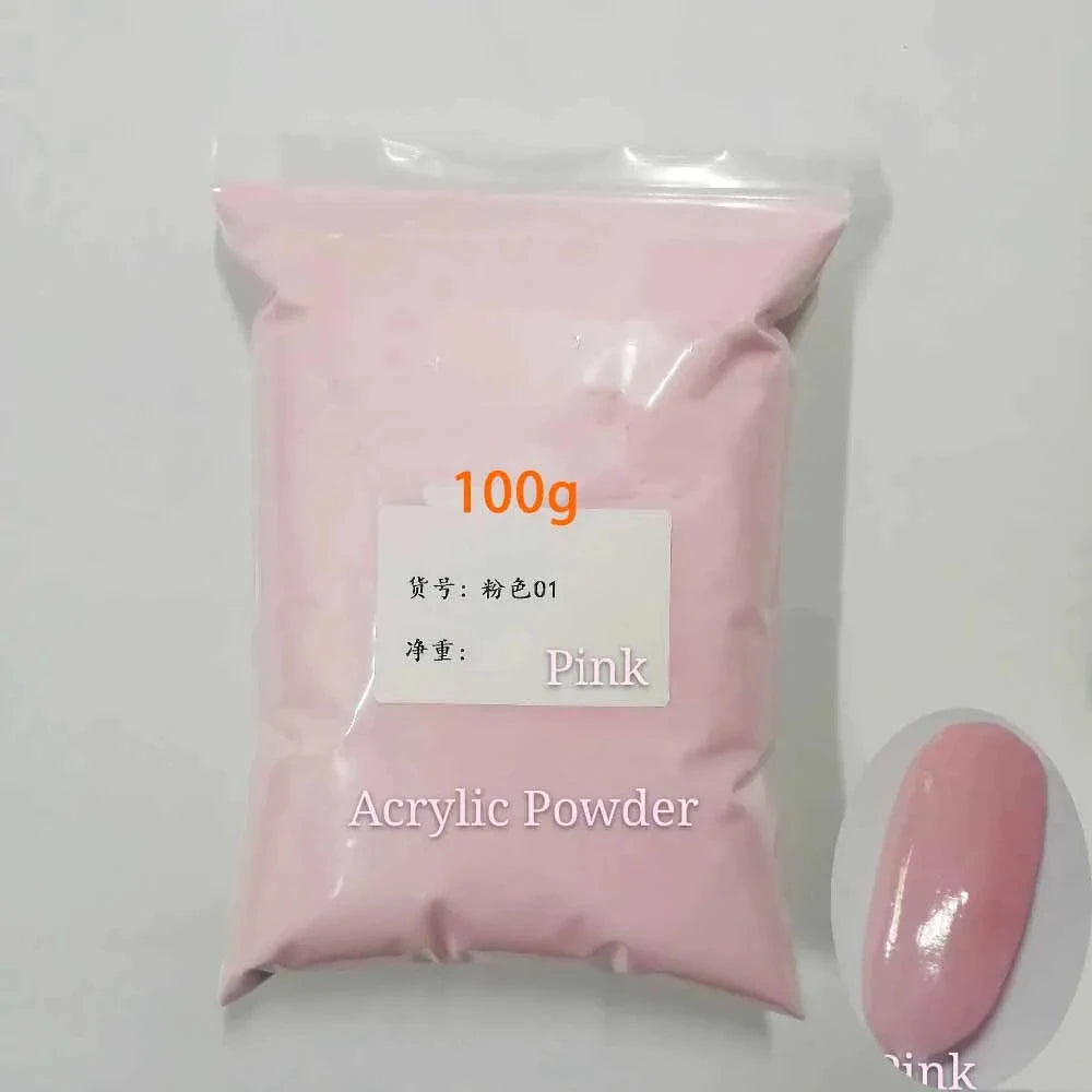 100g Acrylic Nail Powder Set – White, Clear & Pink Solid Dipping Powder for Nail Extension, Carving & Professional Nail Art Pigment