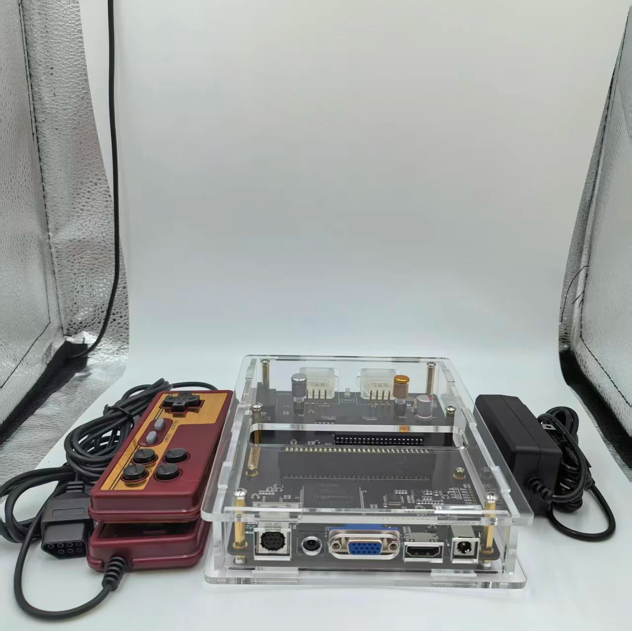 NES RGB FC Video Game Console — VGA & CGA Output Dual Screen Arcade Gaming System with HDMI Interface, Famicom Cable Compatible
