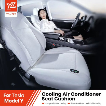 YZ Tesla Seat Cushion Cover — Ventilated Cooling Car Seat with Fan for Model 3 & Model Y | Breathable Summer Accessory
