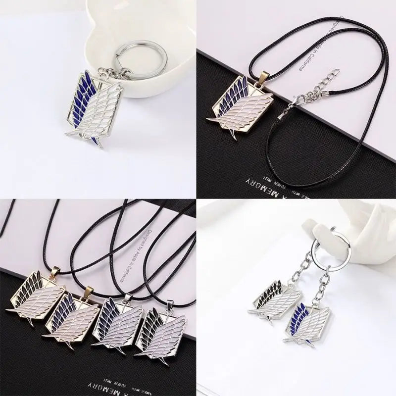 Attack on Titan Wings of Freedom Necklace - Alloy Investigator Logo Anime Pendant Jewelry Party Accessory