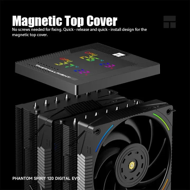 Thermalright Phantom Spirit Digital 120 EVO/SNOW CPU Air Cooler – 7 Heat Pipes Dual Tower AGHP Gen5.0 with Dual TL-K12 Fans High Performance Radiator for Intel & AMD Sockets